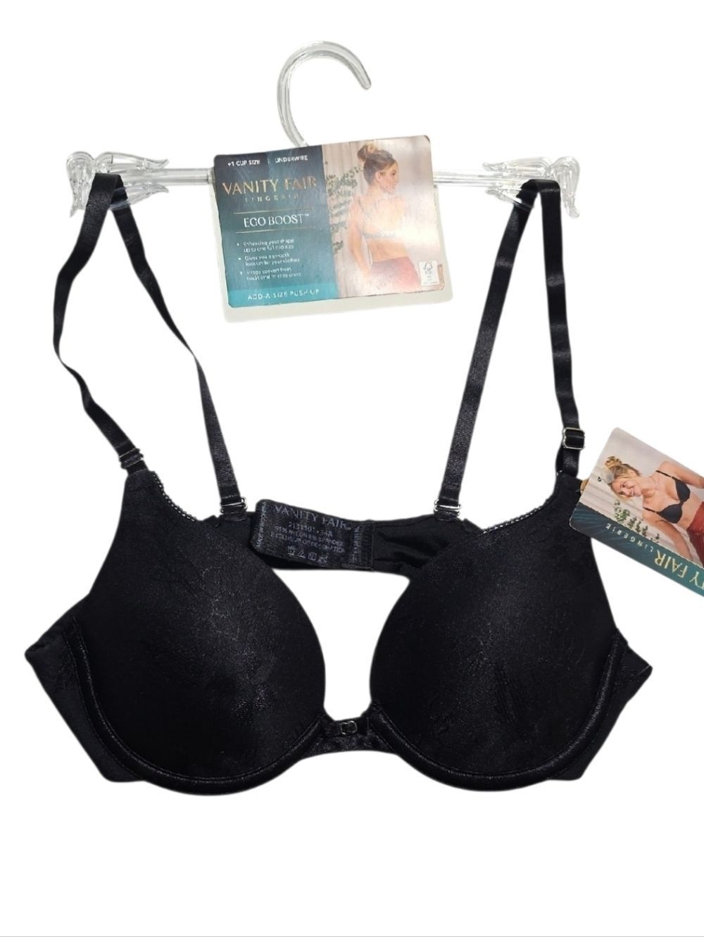 Vanity Fair Black Eco Boost T-Shirt Push Up  Bra with Light Padding